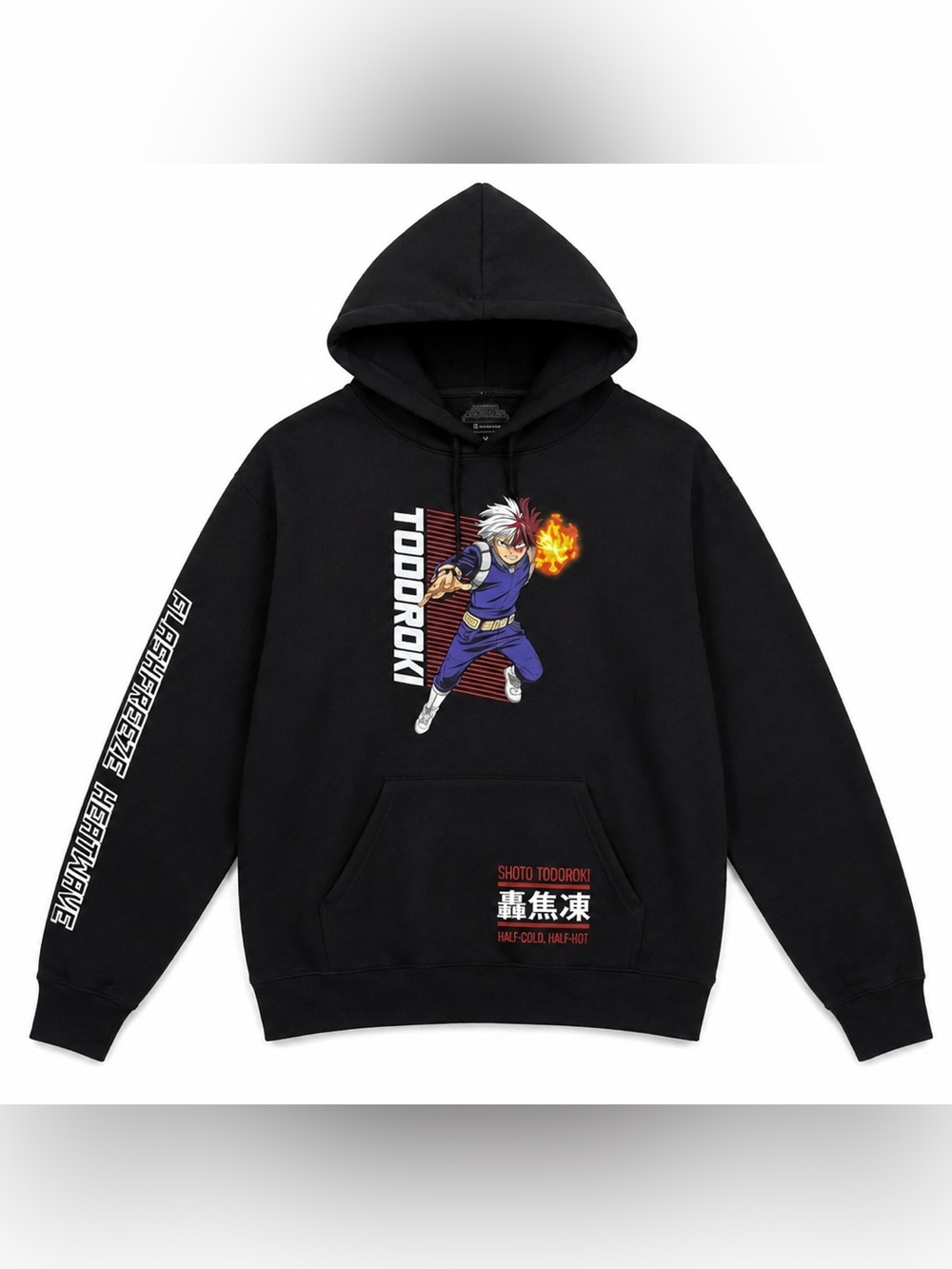 My Hero Academia Shoto Todoroki Hoodie Men’s Medium Black Crunchyroll Anime